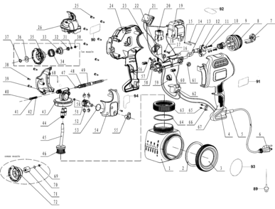 Default Diagram and Parts List for BDPS600K-B2C Type 1 Black and Decker Sprayer